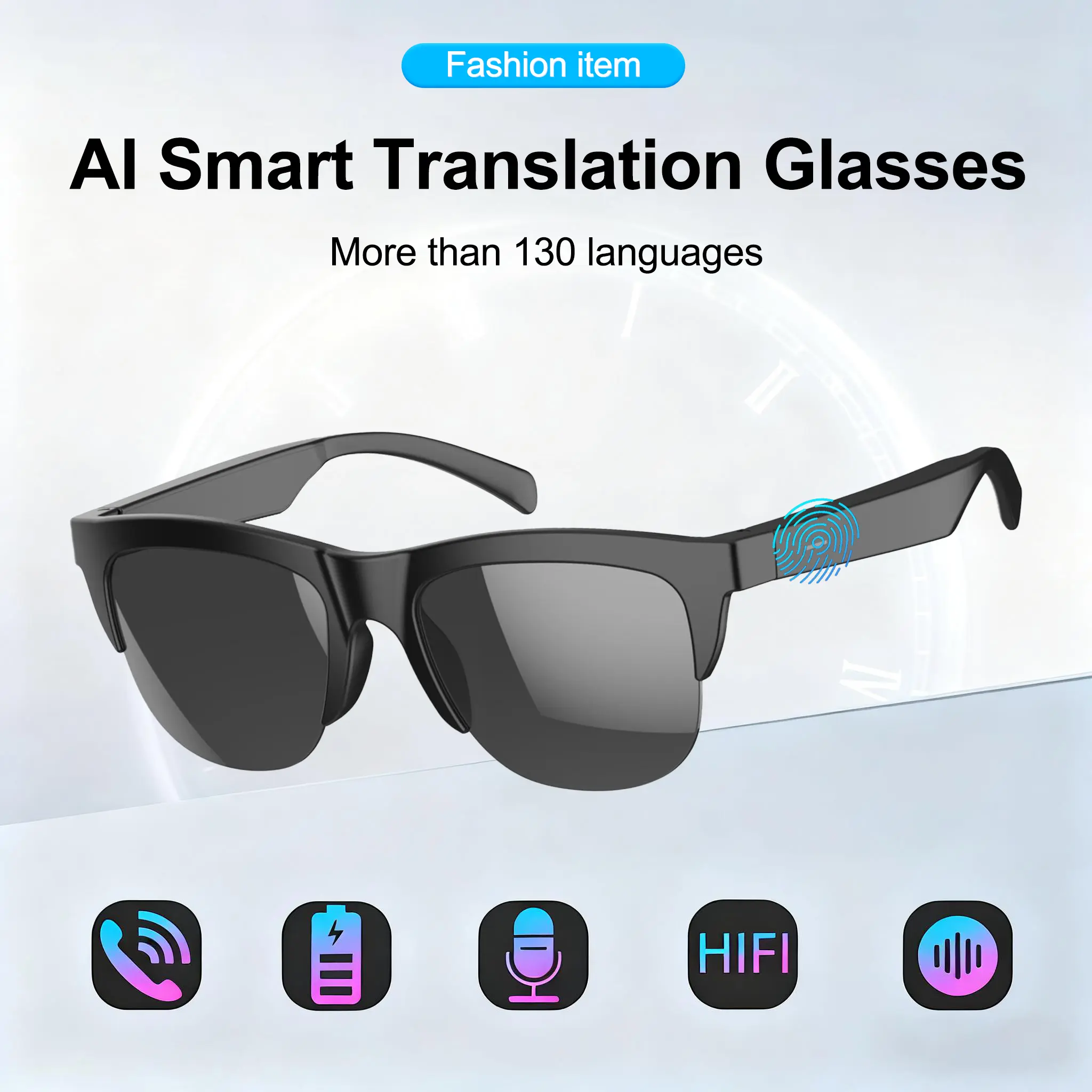 F01 Unisex AI Smart Translation Glasses - 137 Languages AI Translation, Real-Time Voice Interpreter, Wireless Bluetooth Audio Eyewear, Open Ear Music Sunglasses, 10 Hours Music Playback, 100% Free Lifetime App for Travelers