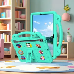 All-in-One Handle & Stand Case for Galaxy Tab S10/S9/S7 Plus & S7 FE 12.4" - Rugged Kids Case, Shockproof Strawberry Panda Design, Kid-Friendly Tablet Cover, Tablet Accessories, Tablet Protective Cover