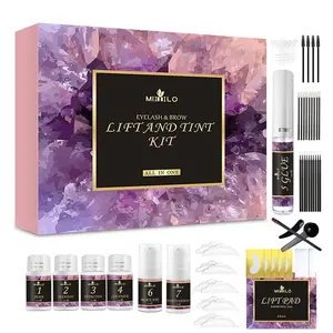 Lash Lift Kit & Brow Lamination Kit, Eyelash Perm Kit, Eyebrow Lamination Kit, Eyelash Lift Kit & Brow Lift kit with Black Color, 4-in-1 Solution, Fuller Brows & Lashes Lasts for 8 Weeks (Black)