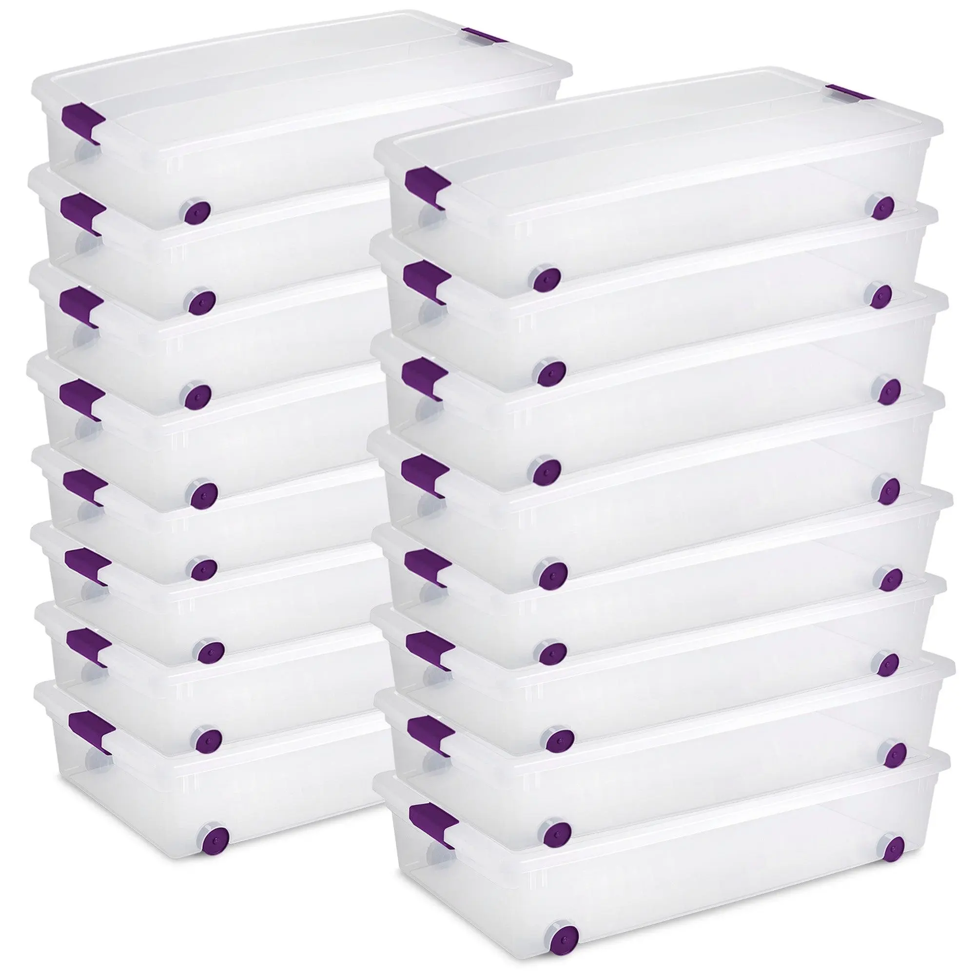 Sterilite 60 Quart ClearView Latch Lid Wheeled Underbed Storage Tote, (12/16 Pack)
