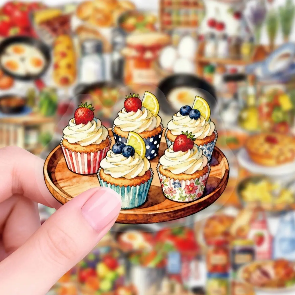 56 Sheets Warm Food Kitchen Cartoon Stickers-  PET Transparent Stickers, Decals, Stickers For Cars, Computer, Phone Case, Suitcase, Water Bottle, Skateboard Decoration, and Other Holiday or Birthday Gift Stickers
