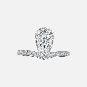 Pear Cut 2.01ct Center + 0.192ct Side Stones Engagement Ring | Lab-Grown Diamond | 18K White Gold Ring