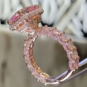 Luxurious and Elegant Artificial Square Cubic Zirconia Couple Ring Exquisite Stackable Wedding Ring Classic Women's Shiny Artificial Cubic Zirconia Ring Gift