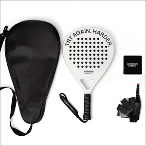 Padel Racket with Overgrip & 2 Wristbands – Memory EVA Foam, Perfectly Balanced – Pala de Padel – Fiberglass Paddle for Beginners and Intermediates – Includes 420D Fiber Bag