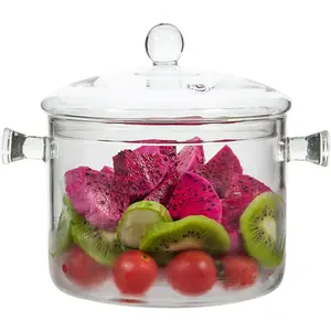 Glass Saucepan with Cover, 1.5L/50 OZ Heat-resistant Glass Cooking Pots, Glass Pots for Cooking on Stove Cookware Set Stovetop Pot for Soup, Pasta,& Baby Food (50 OZ) Cookware Lid