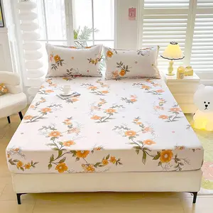 3-Piece Floral Bed Skirt Set, Includes 1 Bed Skirt and 2 Pillowcases, Soft and Breathable, Universal Theme, Mattress Protector