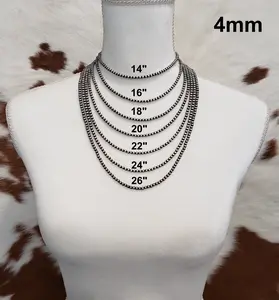 Sterling Silver Desert Pearls 4mm Oxidized Round Bead Necklace