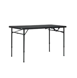 Mainstays 4 Foot Foldable Utility Table with Adjustable Height | Mainstays Portable Folding Table for Camping, BBQ, Picnic, Office, Classroom, Vendor Booth and Home Use