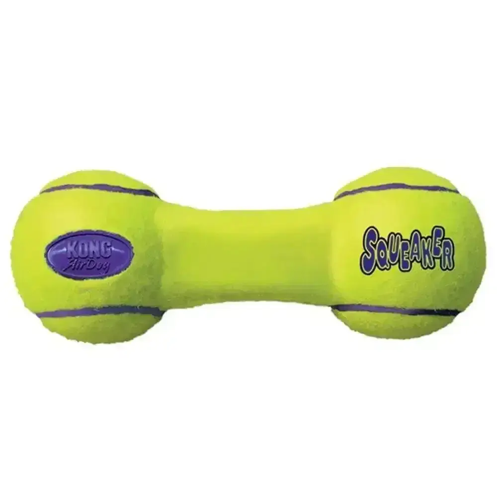 Kong Airdog Squeaker Dumbbell Dog Toy in Yellow