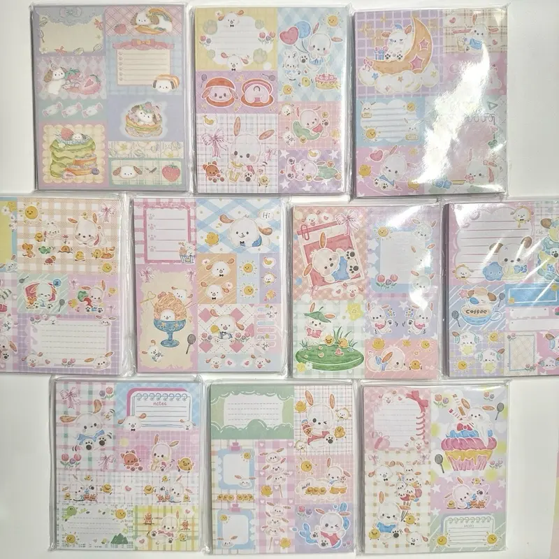 Kawaii Stationery Character Cartoon Patchwork Notepad - 4 x 4.7 in, 50 sheets, 1 Unit
