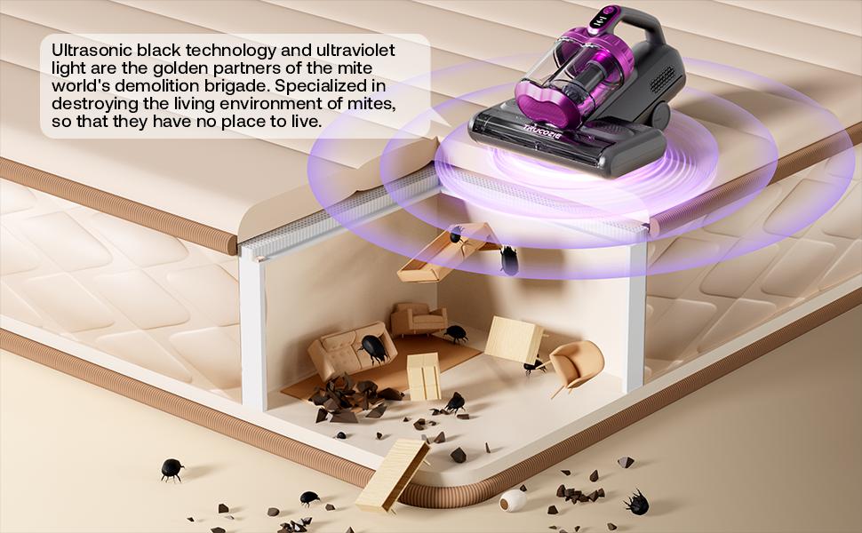 Trucozie T552 Mattress Vacuum Cleaner, Anti-Allergy Dust Mite Bed Vacuum Cleaner with UV, Hot Air and High Heat, 500 Watts 16Kpa Powerful Suction Dual Cup Handheld Vacuum for Beds, Sofas, Couches, Corded Trucozie T552 Mattress Vacuum Cleaner, Anti-Allergy Dust Mite Bed Vacuum Cleaner with UV, Hot Air and High Heat, 500 Watts 16Kpa Powerful Suction Dual Cup Handheld Vacuum for Beds, Sofas, Couches, Corded