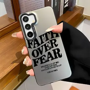 Faith over fear Pattern Acrylic TPU mobile phone case for Samsung Galaxy S25 S24 S23 S22 PLUS ULTRA FE camera full protector fashion high quality design fingerprint resistant gift anti drop durable