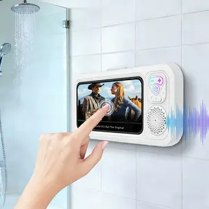 Bathroom shower waterproof phone holder Bluetooth speaker 360°Rotation touch screen mobile phone box watch movie listening music