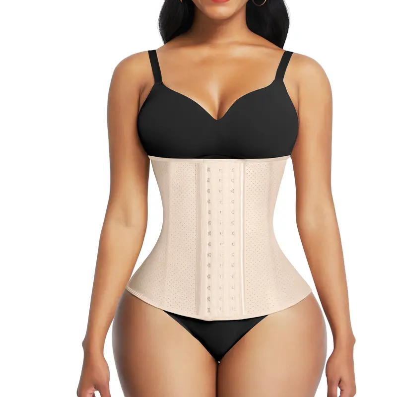 FeelinGirl Waist Cincher Corset for Women Compression Shapewear Hook Latex Waist Trainer Latex XXS-6XL Fit Soft Underwear Comfort Spaghetti Strap