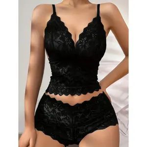1 Set Women'S Fashion Lingerie Set with Lace Panels, Sheer, Floral Print, Comfortable And Breathable Bra & Panty Set Gifts  Gifts