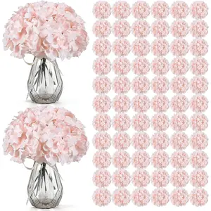 104 count Hydrangea Artificial , Pink Silk Hydrangea Heads with Stems, Hydrangea  for Wedding Centerpiece,  Shower, Home Garden Party Decor (Pink)