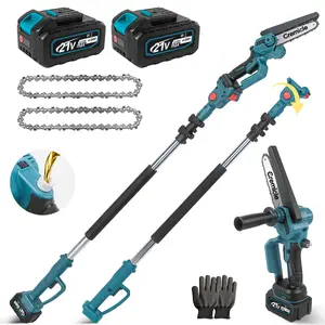 2 in 1 Cordless Pole Saw & Mini Chainsaw with 2 Batteries, Power Electric Polesaw for Tree Trimming, Chain Saw with Extension Pole, 16ft Reach, Limb Branch Cutter Pruner