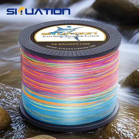 SIIUATION 4-Strand Super Strong Wear-Resistant PE Braided Fishing Line, 12/25/40/60/80/100lb Smooth Long-Throw Gear, 1000M-1093Yds Outdoor Tackle Supplies