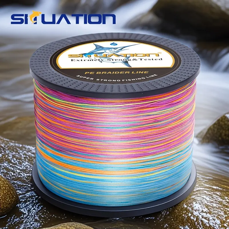 SIIUATION 1000M-1093YDS super strong fishing line, 4 strands of multi thread PE wear-resistant braided wire, 12 25 40 60 80 100 pound smooth long throw