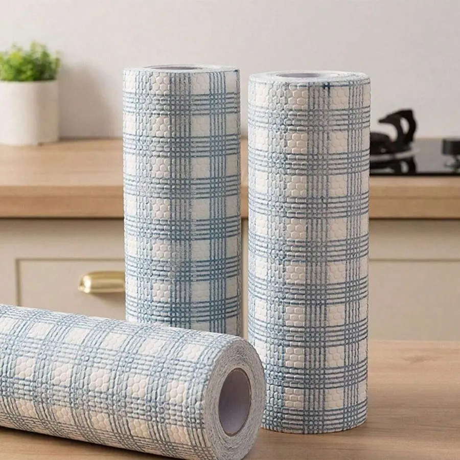 Soft Kitchen Towel Roll, Disposable Paper Towels, Reusable Wet Dry Cloth, Oil-Proof Cleaning Tool, Grid Pattern Washable, Outdoor Camping, Grid Pattern Design, Outdoor Ready, Reusable Cloths, Wipes