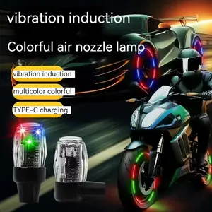 LED wheels light motocycle ，motorcycle tire lights night safety lightscar model usb charging auto wheel tire valve cap luminous cycling hub light car accessori