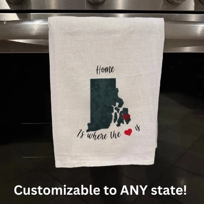 Custom Upcycled Fabric State Kitchen Towel Personalized Tea Towel Eco Friendly Reusable Gift Idea
