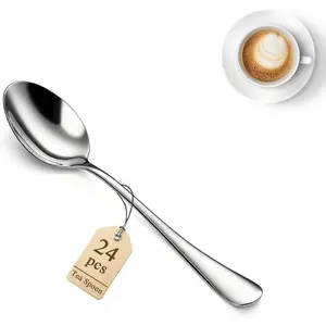 Demitasse Espresso Spoons 24 Pieces 5.5", Berglander Stainless Steel Mini Spoons Set for Coffee, Dessert, Ice Cream, Metal Cutlery for Home, Kitchen, Restaurant Café, Party, Wedding