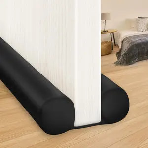 Large Door Draft Stopper 30 Inch for Small Size Bedroom Door, Fits 0.5 to 1.7" Gaps Draft Light Blocker Black Door Draft Guard for Bottom of Doors Adjustable  Sided Door Draft Stopper