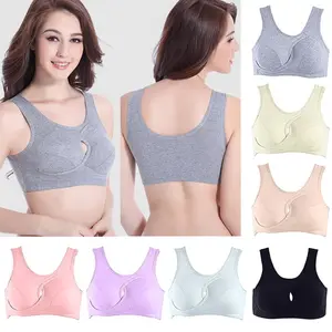 Plus Size Women Bra Ladies Cotton Quake-Proof Underwear Sleep Tops Piece Polyester Seamless Womenswear Asian Check Light Simple Smooth Fabric