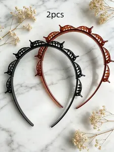 2-Piece Set of Cute Clip Headbands—Hair clips for bangs, versatile ties with clips, stylish minimalist braiding tools, everyday fashion accessories for women hair