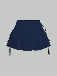 Women's Solid Color Ribbed Skirt, Casual Fashion Short Skirt for Daily Wear, Ladies Bottoms for All Seasons
