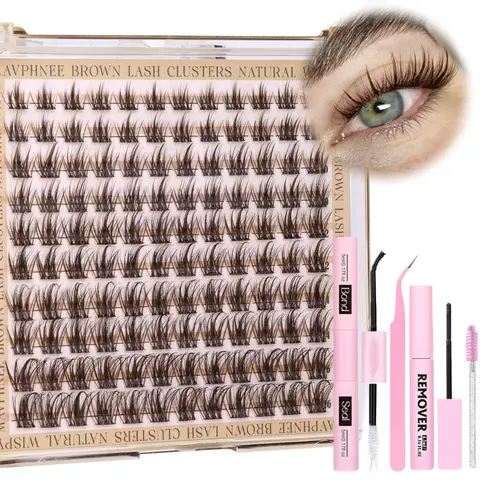 120 Lash Clusters, Natural Wispy Eyelashes, Mixed Lengths 8-16mm, D Curl, Fluffy, Volume Cluster Lashes, Fashion Eyelashes, Transparent Band, DIY False Eyelashes, Eyelash Cluster Set, DIY Eyelash Extensions, Voluminous False Eyelashes
