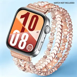 Bead Fashion Strap Suitable for Huawei Watch Fit 4/Fit4 Pro/Fit 3 Strap Elastic Bead Replacement Strap, Perfectly Compatible with Huawei Watch Fit 4 Pro/Fit 4/Fit 3 Strap, Elastic Strap, Women's Strap, Smartwatch Strap, Smart Watch Accessories