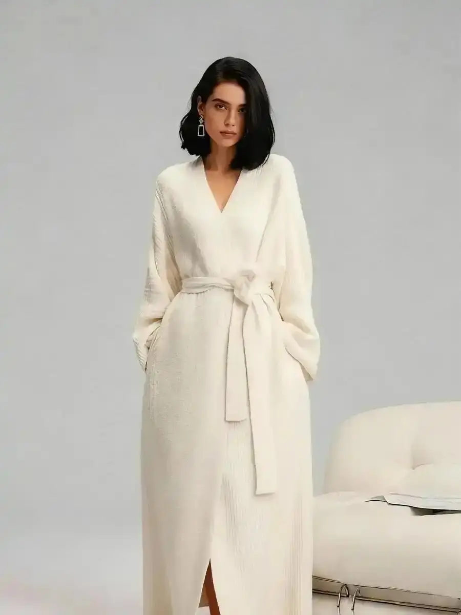 Women's Double-Sided Plush Robe |   Heavyweight Long Loungewear |   Warm Flannel Pajamas for Fall & Winter |   Soft, Cozy, and Wearable Indoors Fitted Holiday Wear Basic Tee Jacket Shift Dress Modern Design Y2K Style