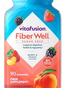 Vitafusion Fiber Well Sugar Free Fiber Supplement, Peach, Strawberry And Blackberry Flavored Supplements, 90 Count