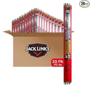 Jack Link's Beef Sticks, Original Zero Sugar – Protein Snack, Meat Stick with 5g of Protein, Meat Snack Sticks Made with 100% Beef, Keto & Paleo Diet Friendly, Individually Wrapped – 0.92 Oz. (20 Count)