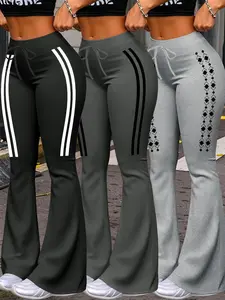 Women's Casual Fashion Long Pants, Unique Print, Drawstring Waist, Milk Silk Yoga Pants, All-Season Wide Leg Jogger Pants