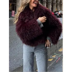 Women's High-End Faux Fur Short Coat, Stylish Artificial Fur Jacket, Trendy Fashion Outerwear for Fall & Winter