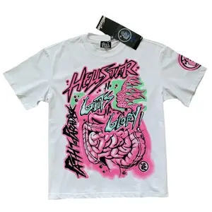 Hell Star INS same vintage printed top — men’s and women’s casual trend cotton washed short-sleeve crewneck oversized streetwear for summer