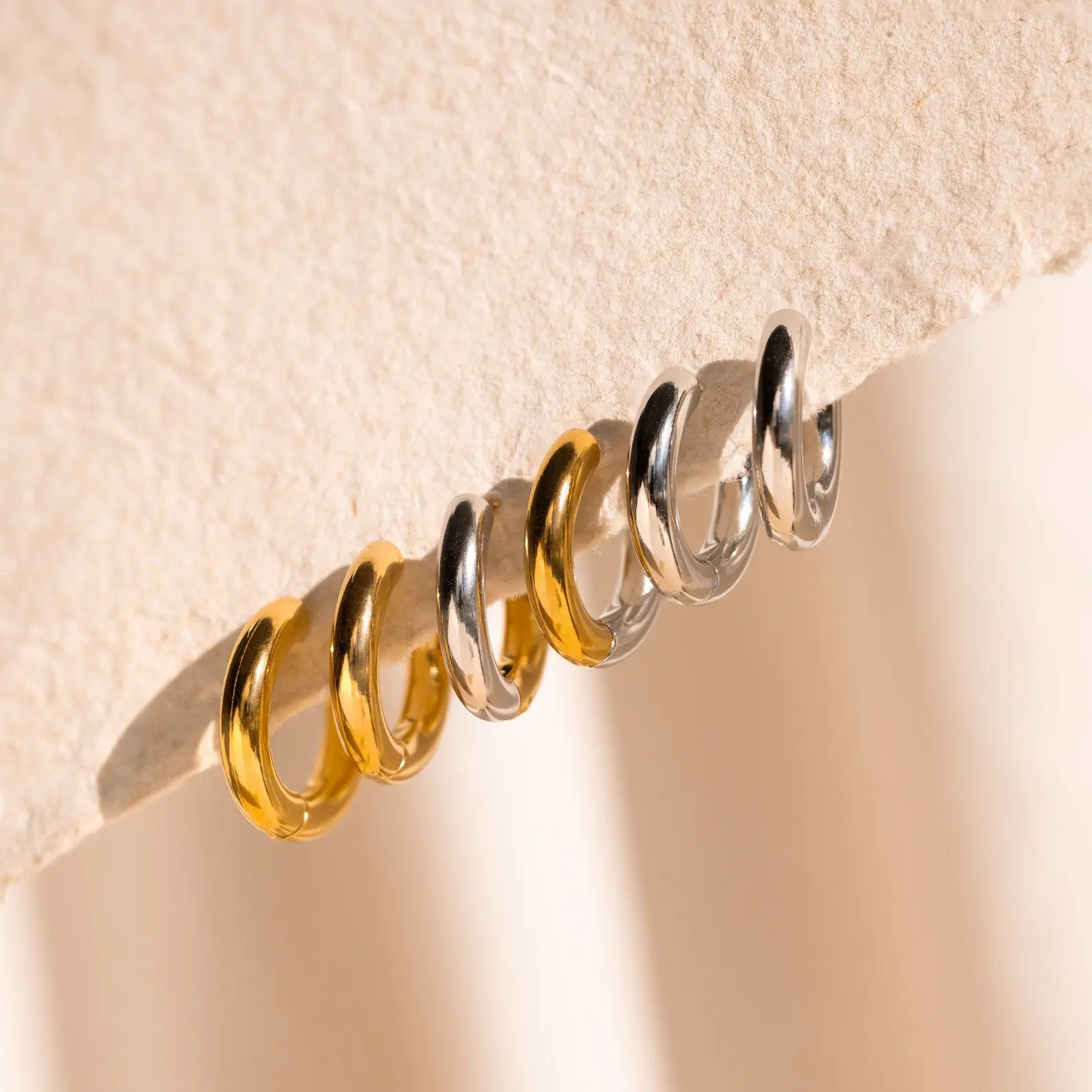 Chunky Hoops by Caitlyn Minimalist - Thick Everyday Gold & Silver Earrings - Mixed Metal Earrings - Statement Jewelry - Birthday Gift for Her