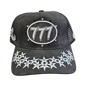 HUDSON SUEDE TRUCKER HAT WITH RHINESTONES BLACK & WHITE HUDSON SUEDE TRUCKER HAT WITH RHINESTONES BLACK & WHITE