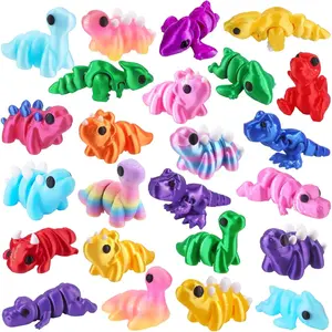 24 Pcs 3D Printed Dinosaur Animals Set, Mini Animals 3D Figurines Toys Set Cute Articulated Flexible Fidget Toys for Party Favors Birthday Rewards Desk Pets Office Home Decor