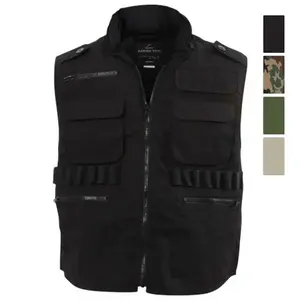 ROTHCO Ranger Utility Vest - Sleeveless Breathable Clothes, Robust Cotton-Polyester Fabric Shell, 10 Tactical Pockets, Zipper Closure, Black/Camo Options, Sizes S-5XL for Outdoor Tactical Use