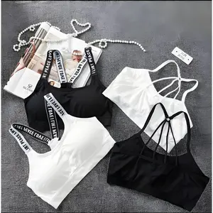Sports underwear Women Yoga Fitness Seamless Crop Top Wide Letter Straps Comfortable Workout Activewear Non-Wire Beautiful Back Bandeau Anti-Sagging