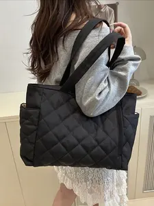 Women's Quilted Shoulder Bag, Large Capacity Lightweight Design, Perfect for Summer Outdoor Travel & Daily Use, Elegant Commuter Bag