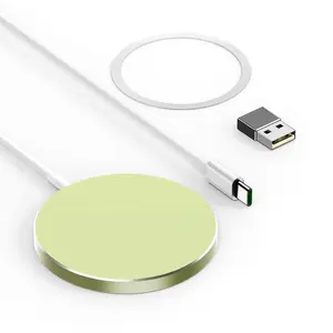 Magnetic Wireless Charger,THREEKEY Wireless Charging Pad with 4FT Charging Cable Compatible with MagSafe Charger for iPhone 17/16/15/14/13/12 Series,Airpods3/2/Pro,Mag Charger-Cyan
