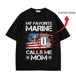 [ CUSTOM NAME ] My Favorite Marine Calls Me Mom T-Shirt | Women's Graphic Tee | Military Family Apparel | Casual Wear For Mothers Day | Spring Summer Fall Winter | Comfortable Fit For Moms