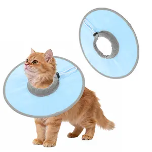 PETAXCELL Elizabethan Collar, Cat Cone Collar Pet Cones Cat Recovery Neck Donut Waterproof Adjustable Soft(Polyester, XL,Blue) for Cats Small Dogs after Protective