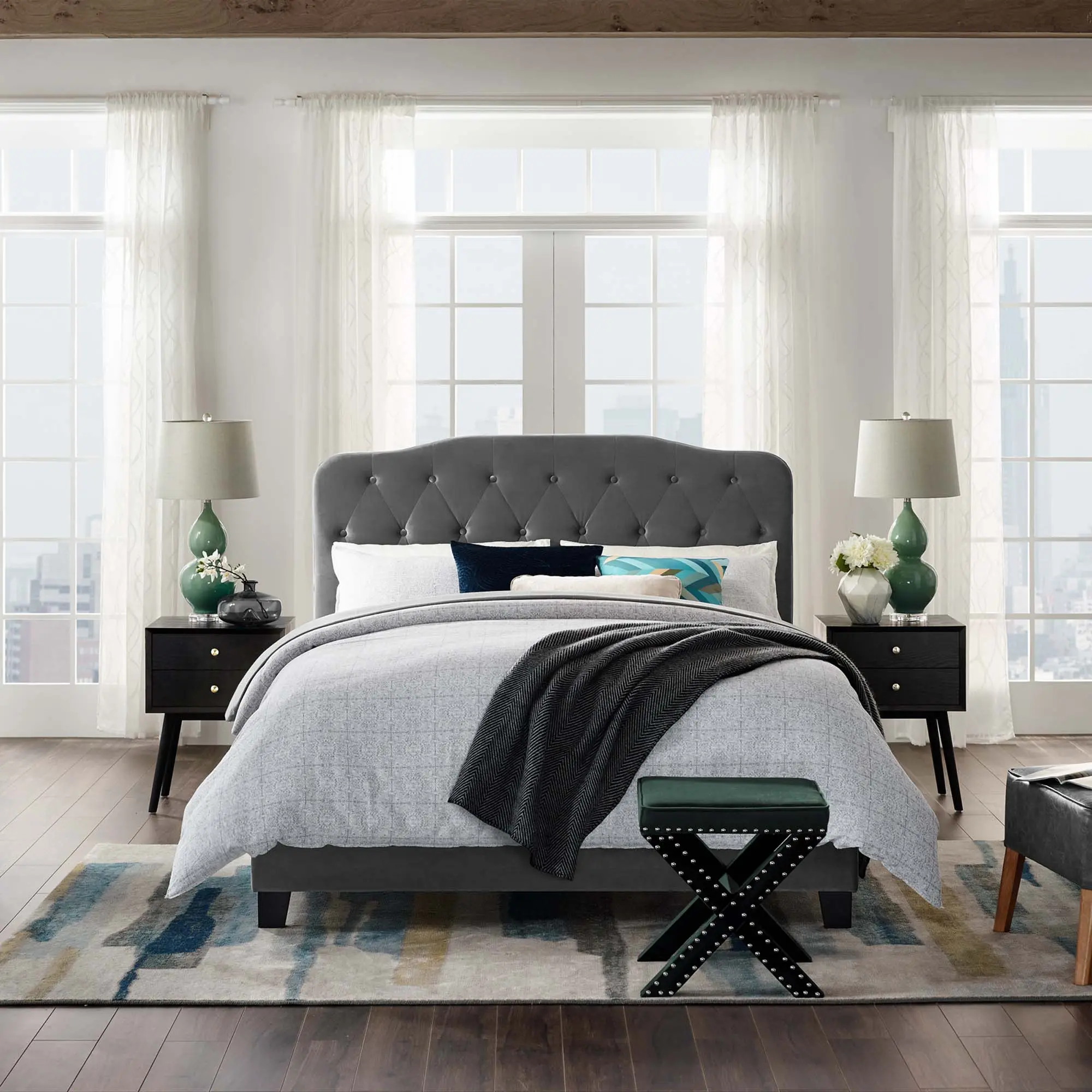 Modway Amelia Full Performance Velvet Bed in Gray