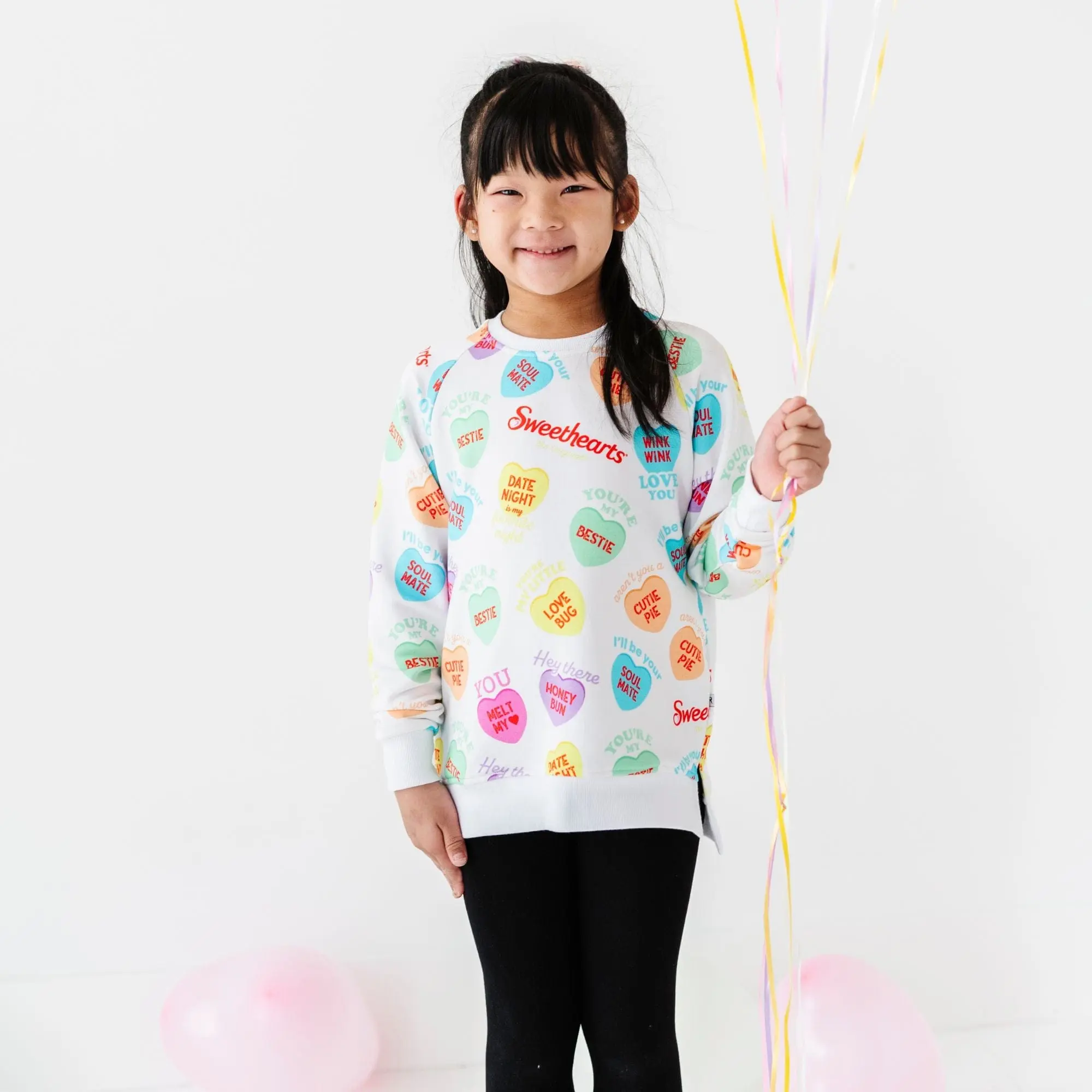Sweethearts® Colorful Candy Hearts Crew Neck Sweatshirt